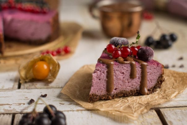 Tofu Cheesecake with Purple Sweet Potato [Gluten-Free and Oil-Free]