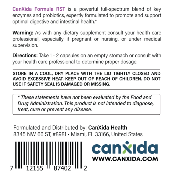 CanXida Restore Probiotic + Enzyme Formula – Time-released capsules for gut health, digestion, and Candida support.